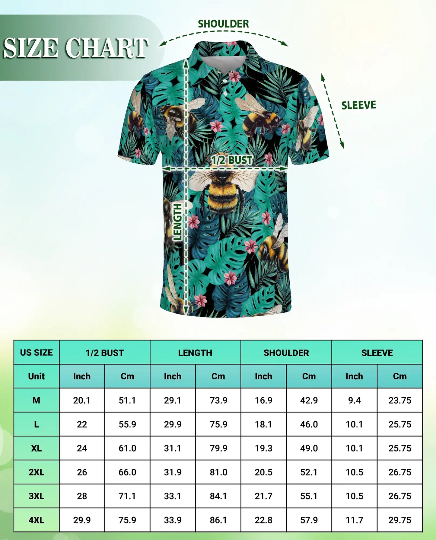 Bee Tropical Polo Shirt – Monstera Jungle Print | Netecom