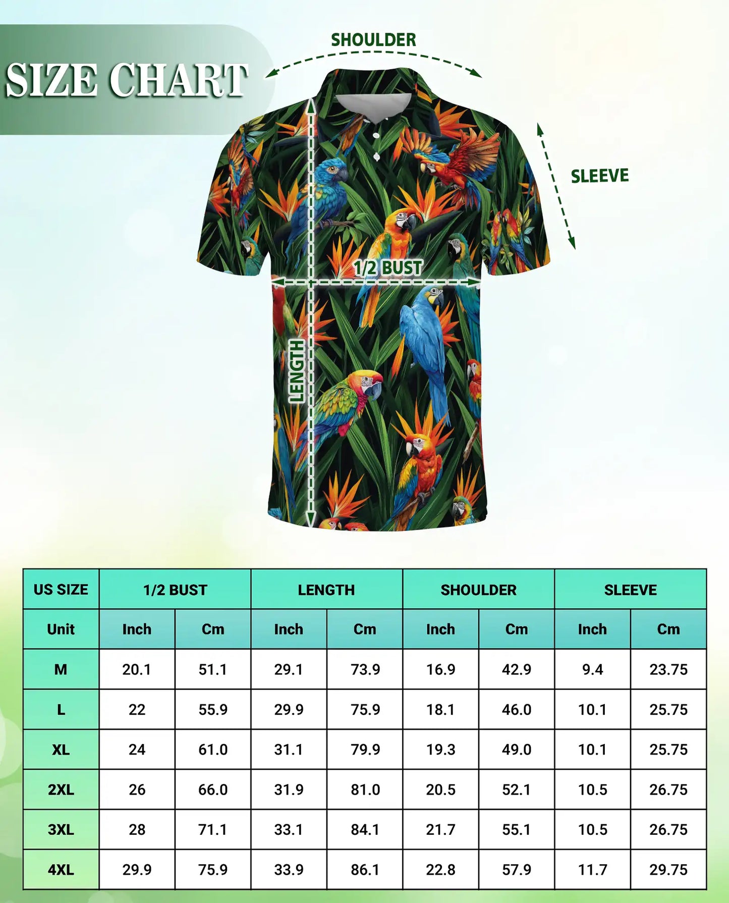 Parrot Tropical Polo Shirt – Macaw Jungle Print | Netecom