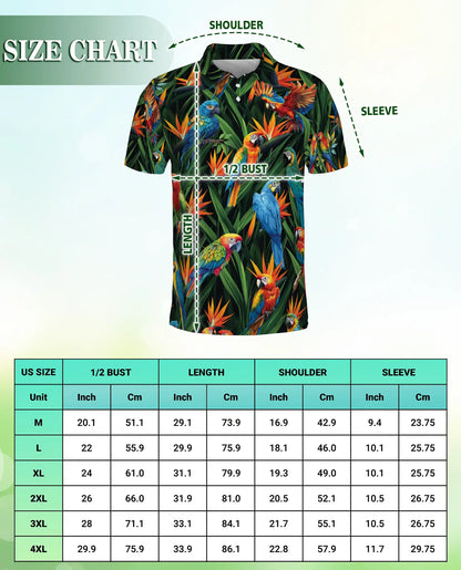 Parrot Tropical Polo Shirt – Macaw Jungle Print | Netecom