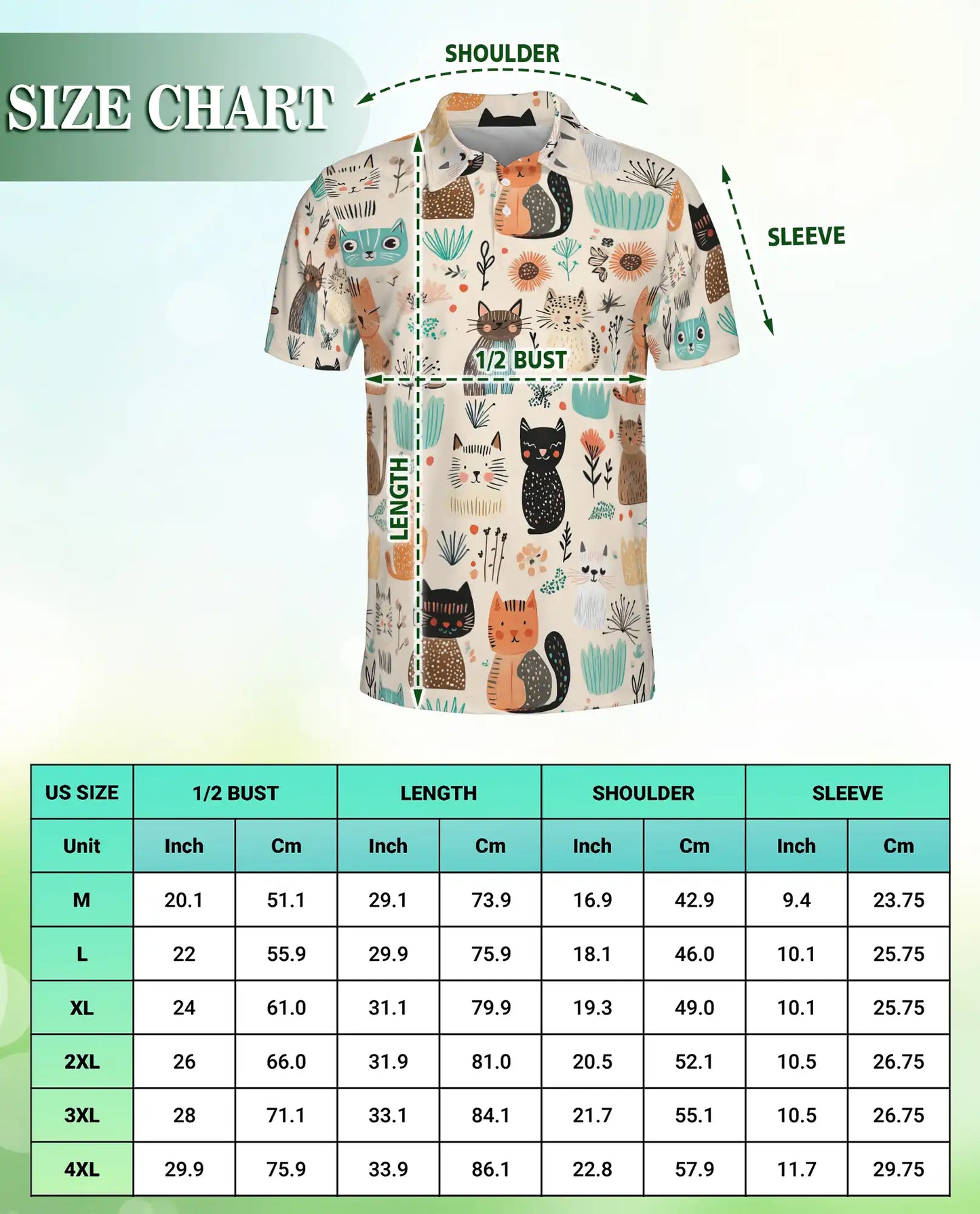 Cute Cat Polo Shirt – Cartoon Kitty Print | Netecom