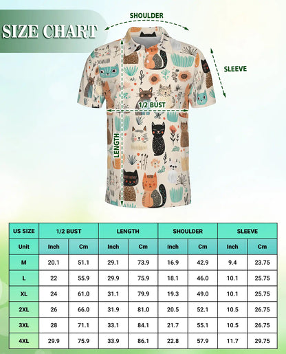 Cute Cat Polo Shirt – Cartoon Kitty Print | Netecom