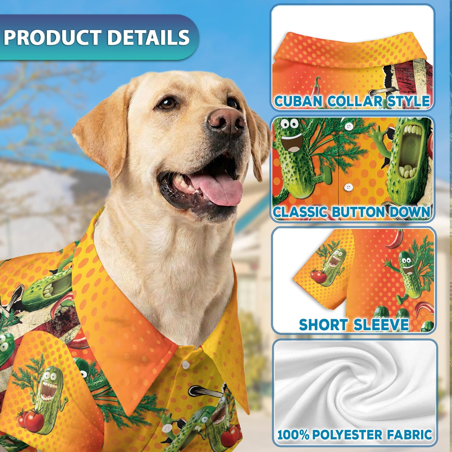 Netecom Matching Pickles Hawaiian Shirt for Dog and Owner, Funny Aloha Summer Shirt, I Am Here To Eat All The Pickles Button Down Outfit for Pet and Human, Beach Vacation Casual Wear