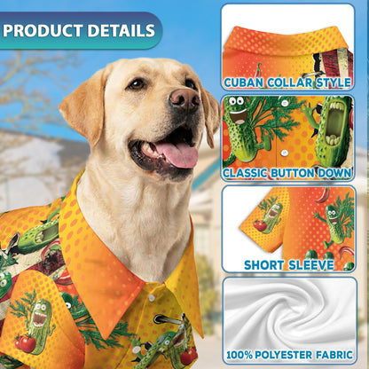 Netecom Matching Pickles Hawaiian Shirt for Dog and Owner, Funny Aloha Summer Shirt, I Am Here To Eat All The Pickles Button Down Outfit for Pet and Human, Beach Vacation Casual Wear