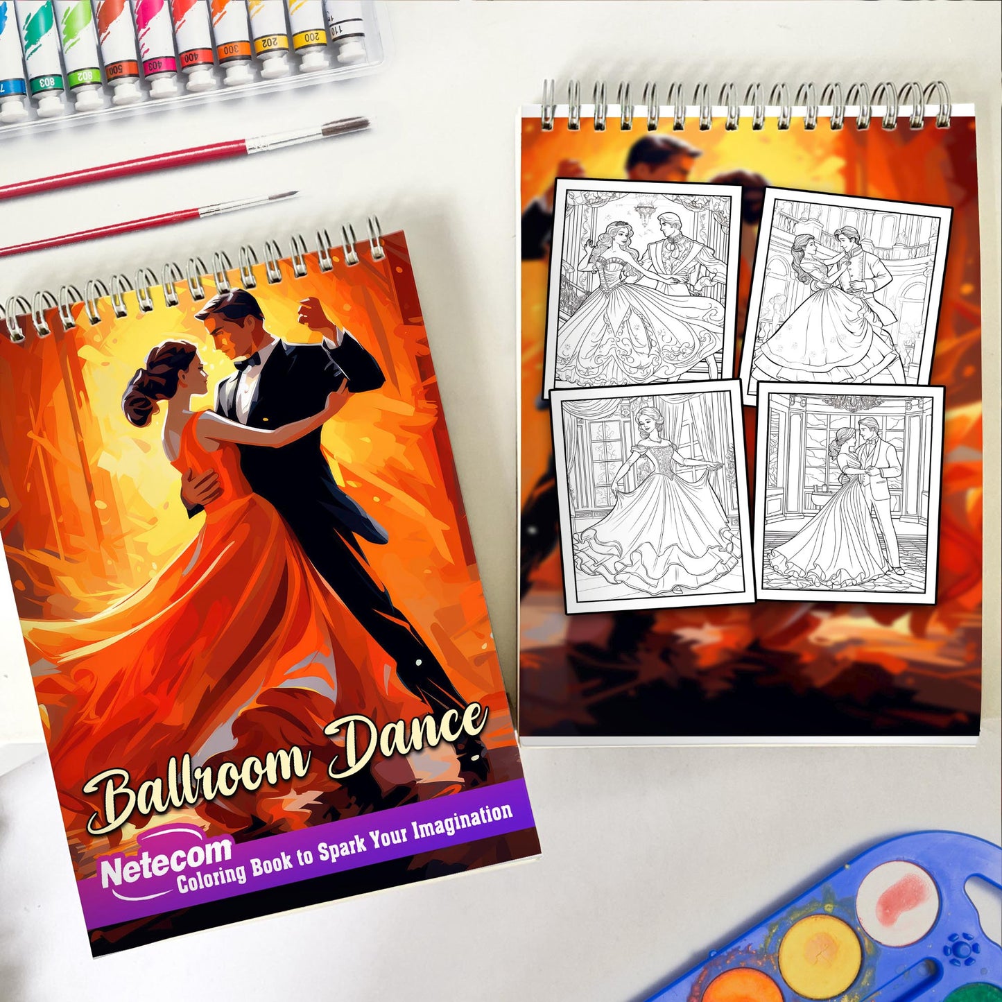 Ballroom Dance Spiral Bound Coloring Book: Dance to the Melody with 30 Captivating Coloring Pages of Graceful Ballroom Moves