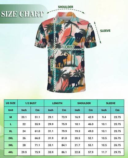 Elephant Tropical Polo Shirt – Sunset Jungle Print | Netecom