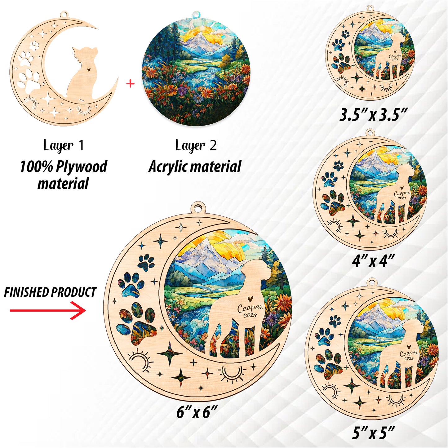 Netecom Vizsla Dog Memorial Suncatcher, Personalized Vizsla Christmas Ornament with Name Date, Bereavement Gifts for Loss of Pet, Dog Death Sympathy Gift Pet Loss Sun Catchers, Dog Grief Gift