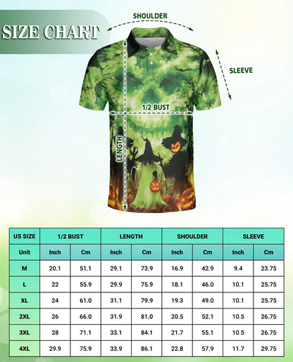 Halloween Skull Glow Polo Shirt – Spooky Pumpkin Night | Netecom