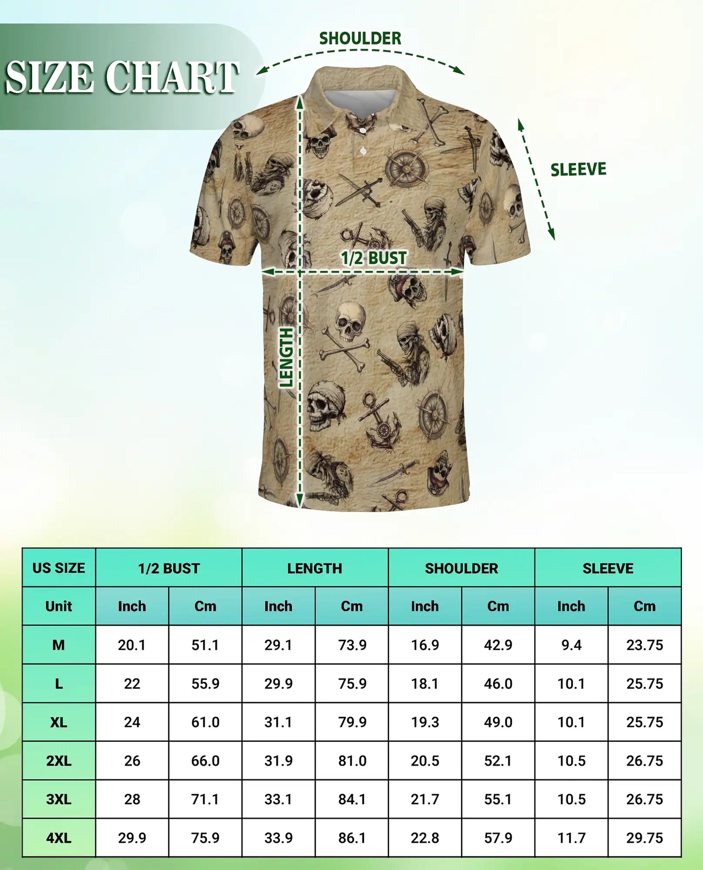 Vintage Pirate Skull 3D Polo Shirt for Men – Nautical Buccaneer Style | Netecom