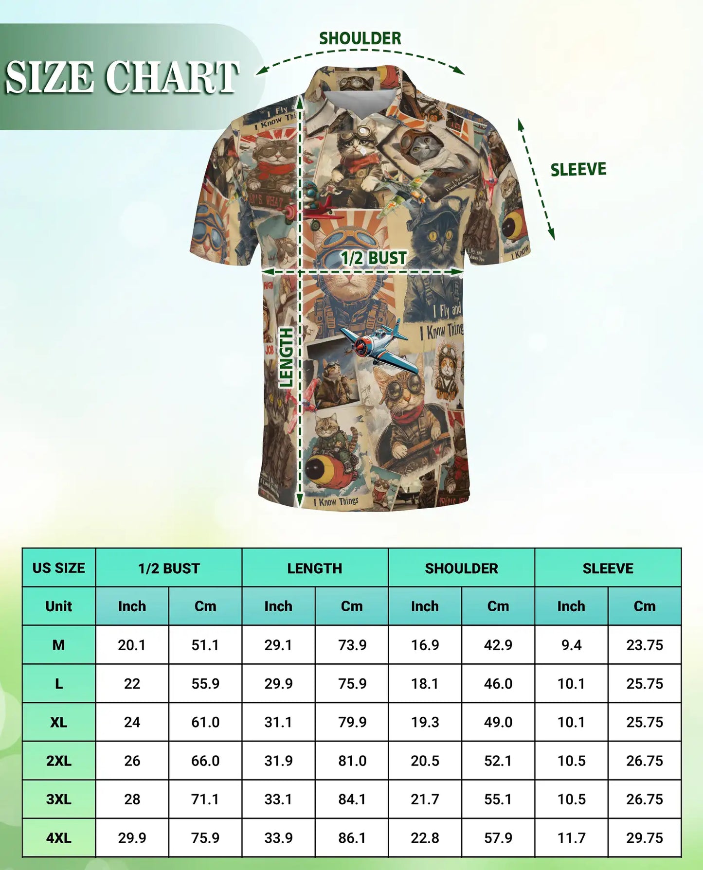Pilot Cat 3D Polo Shirt for Men – Vintage Aviator Cat Style | Netecom