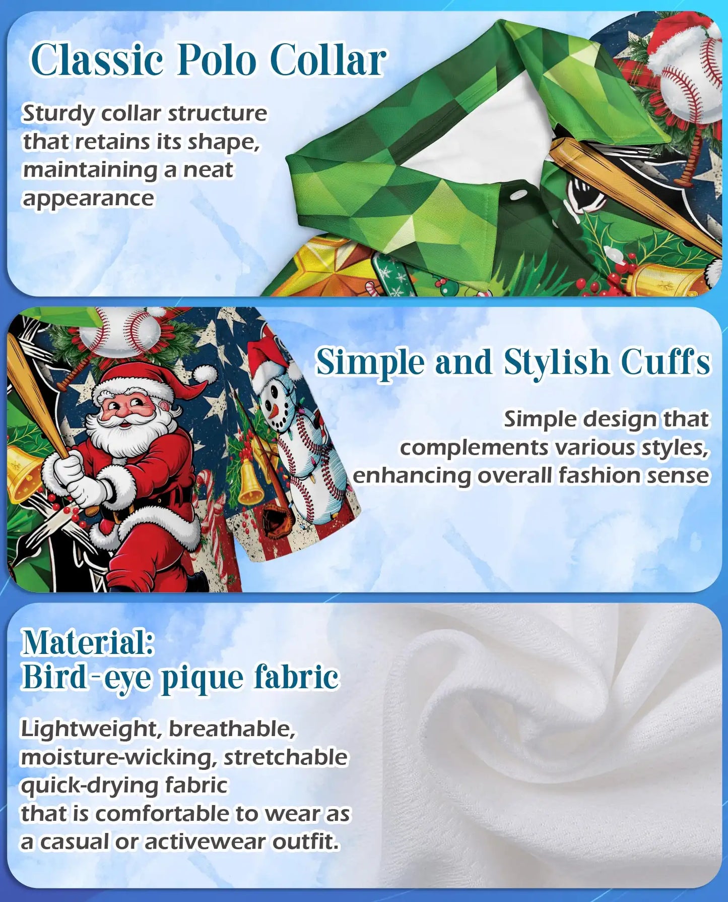 Christmas Baseball Polo Shirt - Santa Sports Fan Style | Netecom