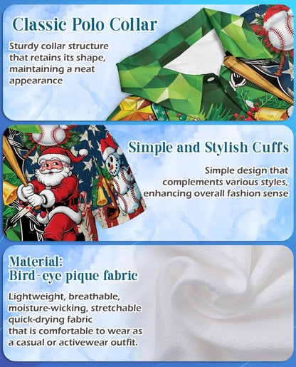 Christmas Baseball Polo Shirt - Santa Sports Fan Style | Netecom