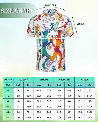 Running Polo Shirt – Colorful Marathon Runner Print | Netecom