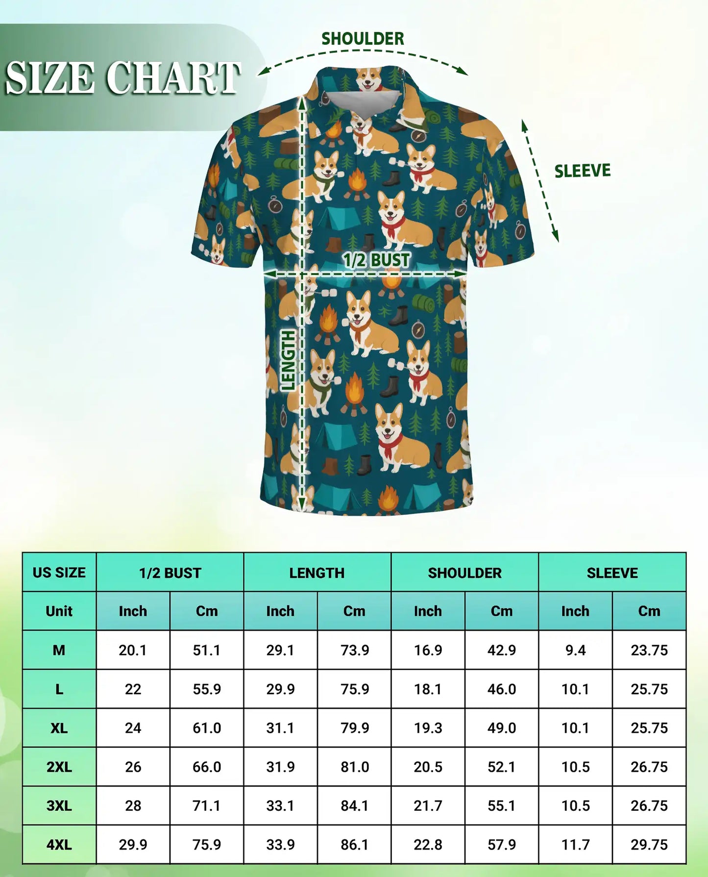 Corgi Camping Polo Shirt – Outdoor Adventure Print | Netecom