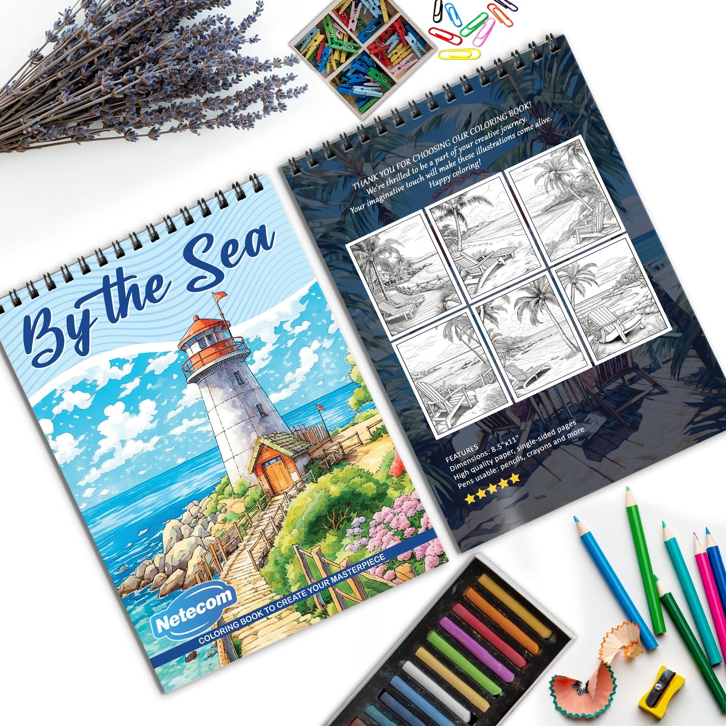 By the Sea Spiral Bound Coloring Book, Relaxing Seaside Scenes for a Coastal Escape, Perfect for Beach Lovers and Those Seeking Serenity