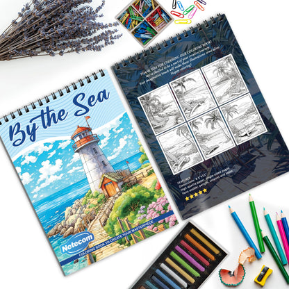 By the Sea Spiral Bound Coloring Book, Relaxing Seaside Scenes for a Coastal Escape, Perfect for Beach Lovers and Those Seeking Serenity