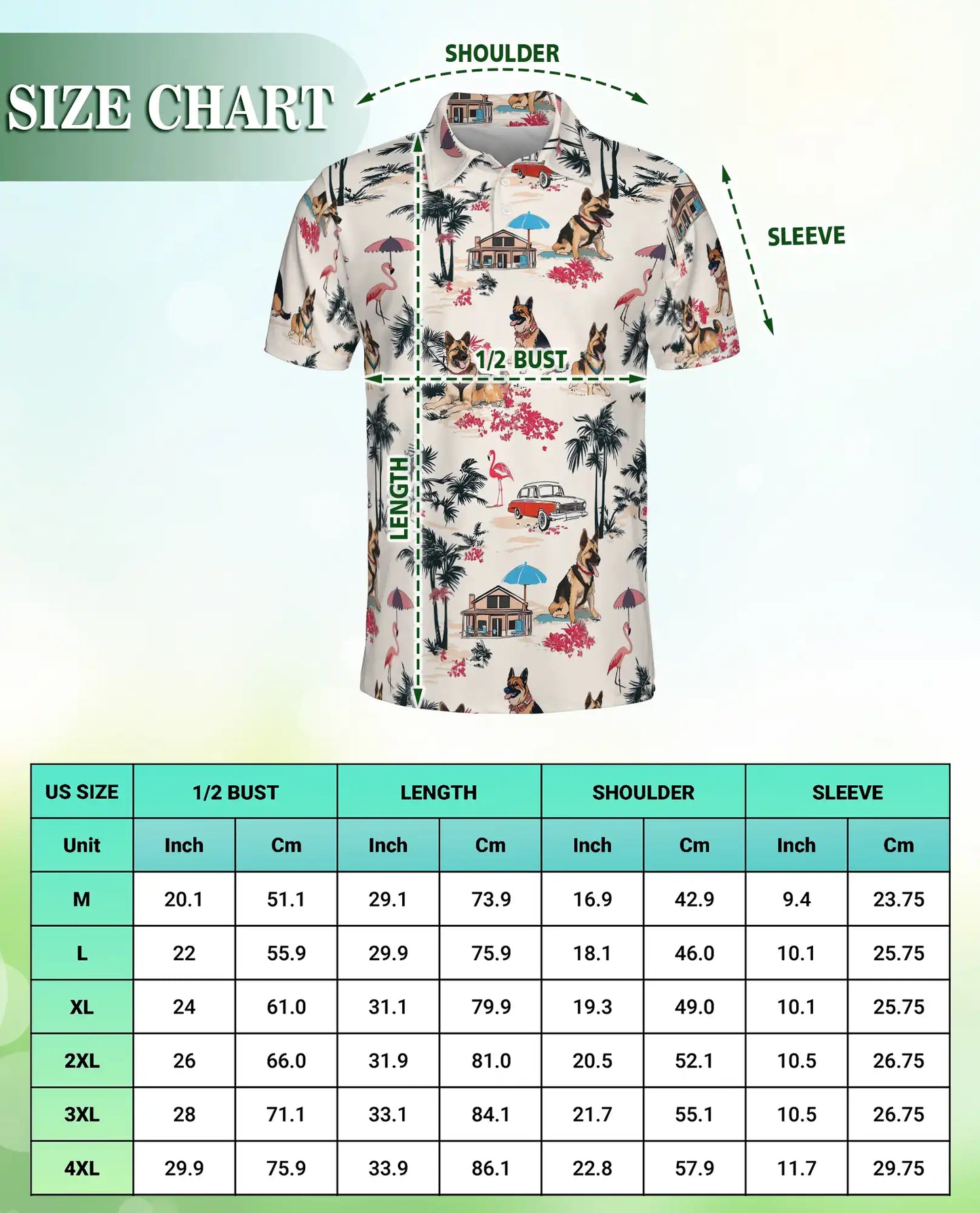 German Shepherd Tropical Beach Polo Shirt for Men | Netecom