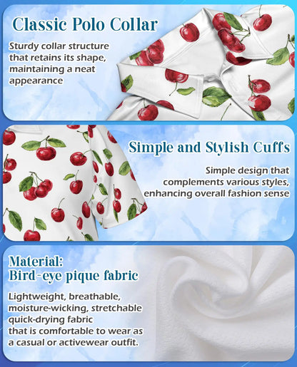 Cherry Polo Shirt - Sweet Summer Fruit Pattern Style | Netecom