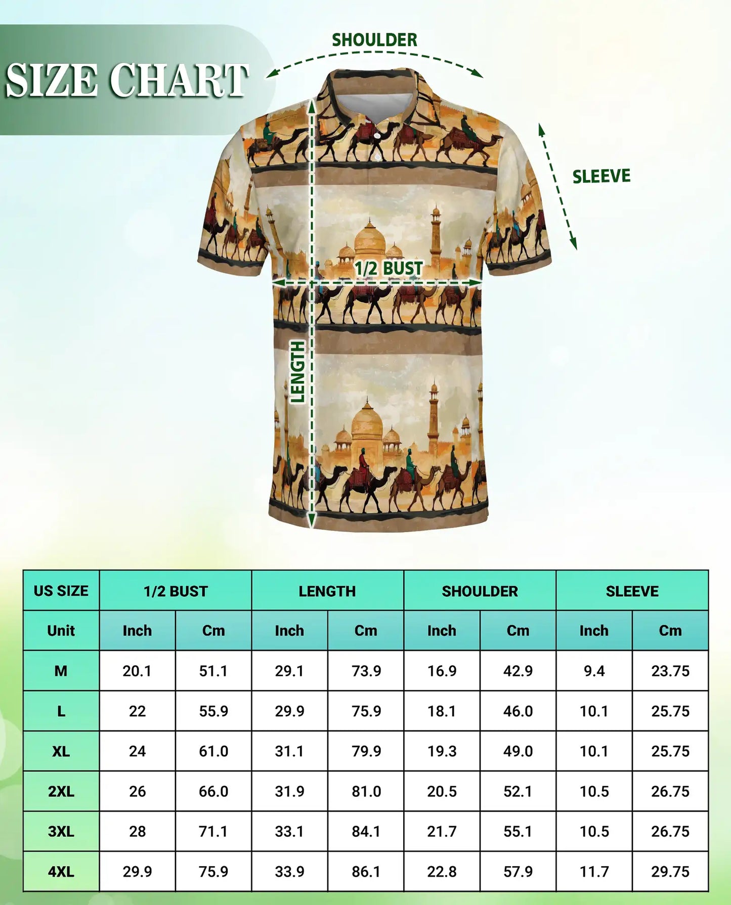 Camel Caravan Desert 3D Polo Shirt for Men – Middle Eastern Travel Style | Netecom