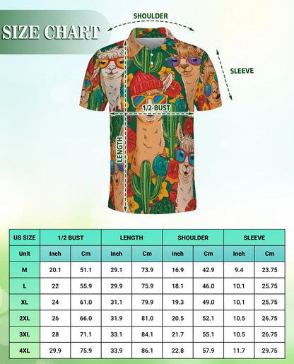 Funny Llama Cactus 3D Polo Shirt for Men – Desert Animal Style | Netecom