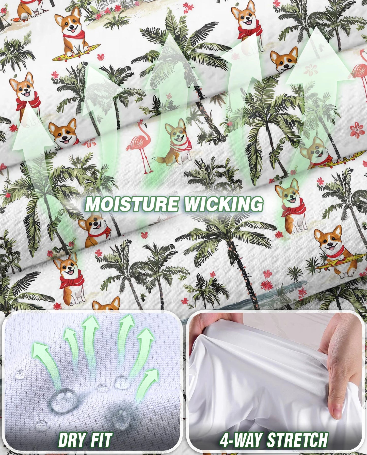 Corgi Palm Tree Pattern Sleeveless Polo Shirt for Women – Tropical Dog Style | Netecom