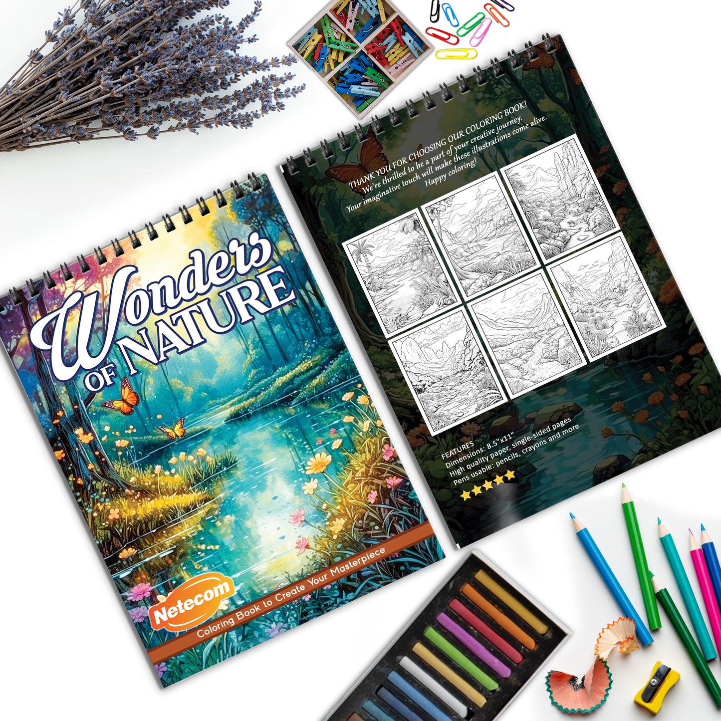 Wonders of Nature Spiral Bound Coloring Book, Breathtaking Natural Wonders for an Inspiring Art Adventure, Perfect for Explorers and Nature Admirers