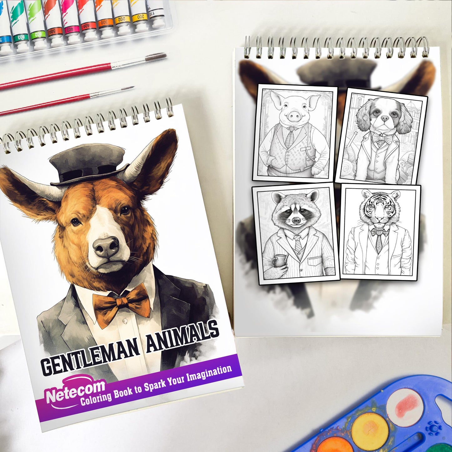 Gentleman Animals Spiral Bound Coloring Book, Unleash Your Artistic Talents in the Fusion of Nature and Gentility with 30 Charming Gentleman Animals Coloring Pages for Coloring Enthusiasts to Embrace the Classy Persona of Animal Gentlemen