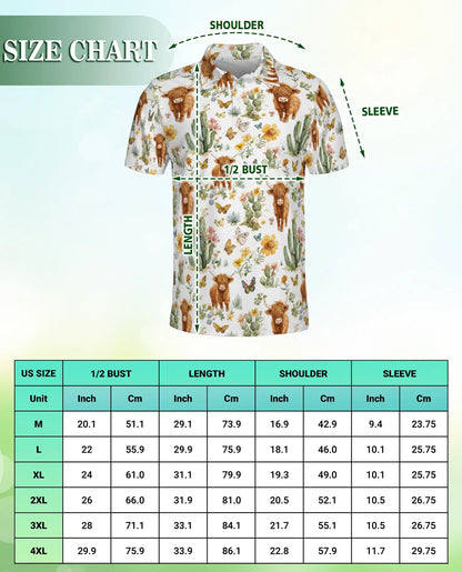 Highland Cow Cactus Polo Shirt – Cute Western Style | Netecom