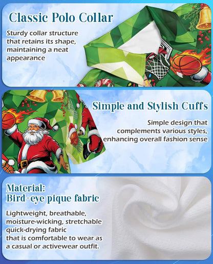 Basketball Santa Christmas Polo Shirt - Holiday Sports Fan Style | Netecom