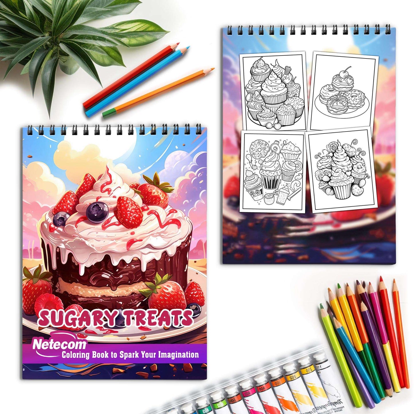 Sugary Treats Spiral Bound Coloring Book, Indulge in Your Imagination with 30 Enchanting Coloring Pages, Exploring the World of Sugary Treats