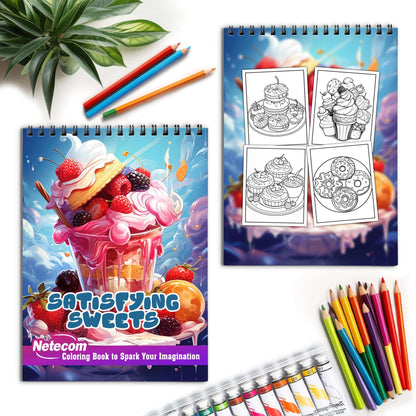 Satisfying Sweets Spiral Bound Coloring Book, Witness the Beauty of Satisfying Sweets with 30 Inspiring Coloring Pages, Creating a Gallery of Captivating Confectionery Creations