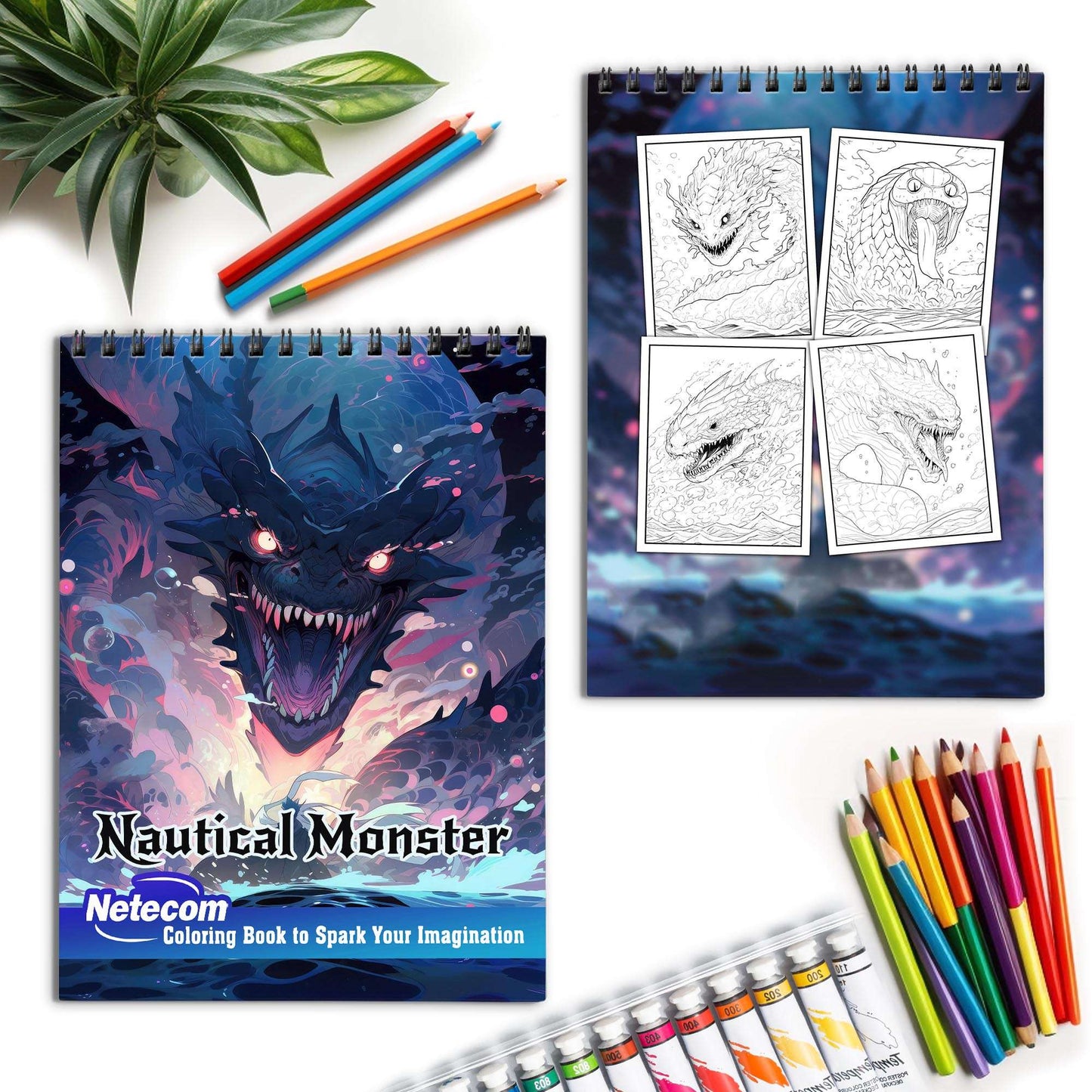 Nautical Monster Spiral Bound Coloring Book, Indulge in 30 Dazzling Coloring Pages, Fostering Focus and Creativity as You Confront the Terrifying Beasts of the Deep