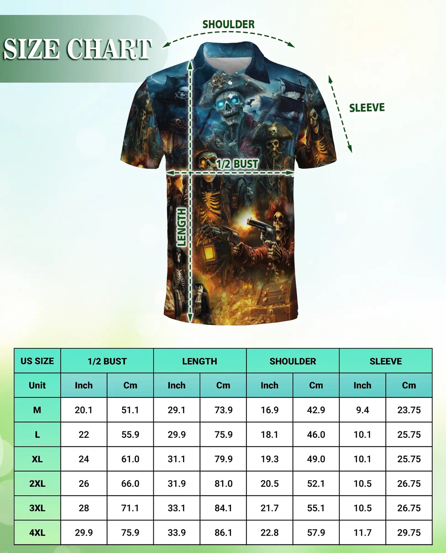 Pirate Skull Polo Shirt – Dark Skeleton Print | Netecom