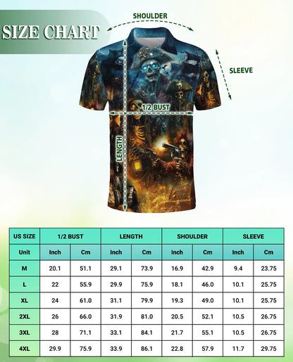 Pirate Skull Polo Shirt – Dark Skeleton Print | Netecom