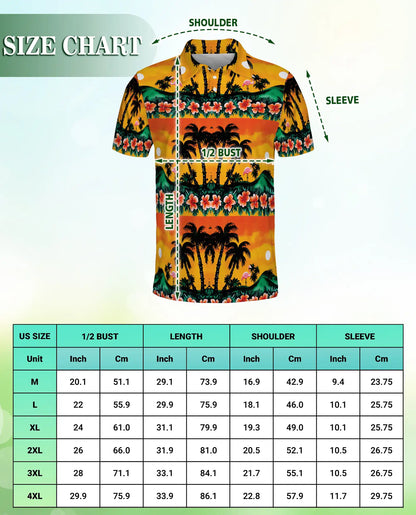 Tropical Sunset Polo Shirt – Palm Tree Flamingo Print | Netecom