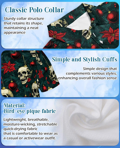 Skull Christmas Polo Shirt – Gothic Holiday Print | Netecom