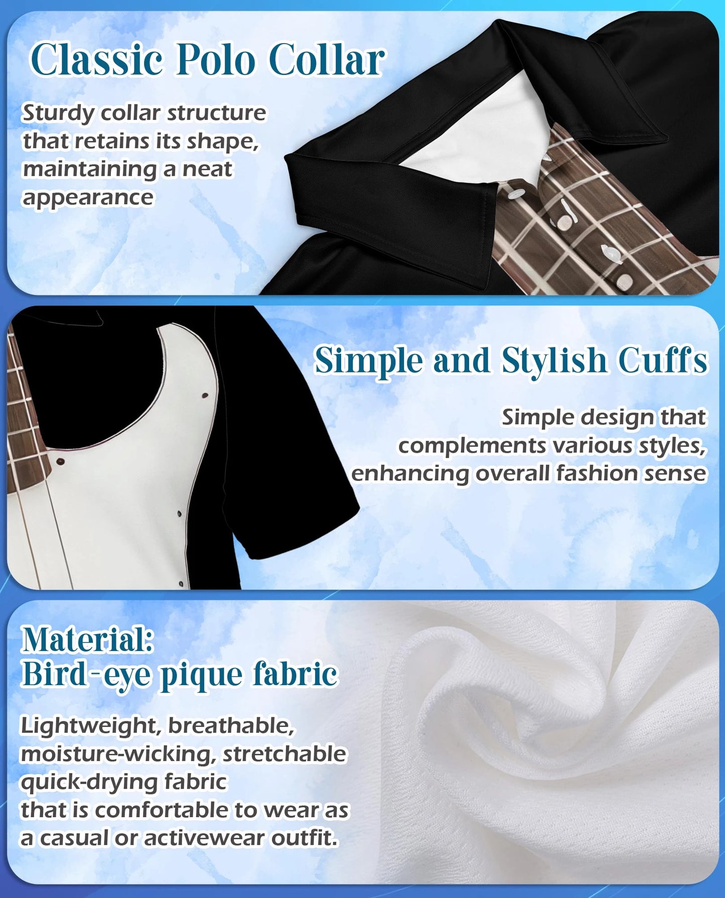 Bass Guitar Polo Shirt for Men – Rock Music Style Design | Netecom