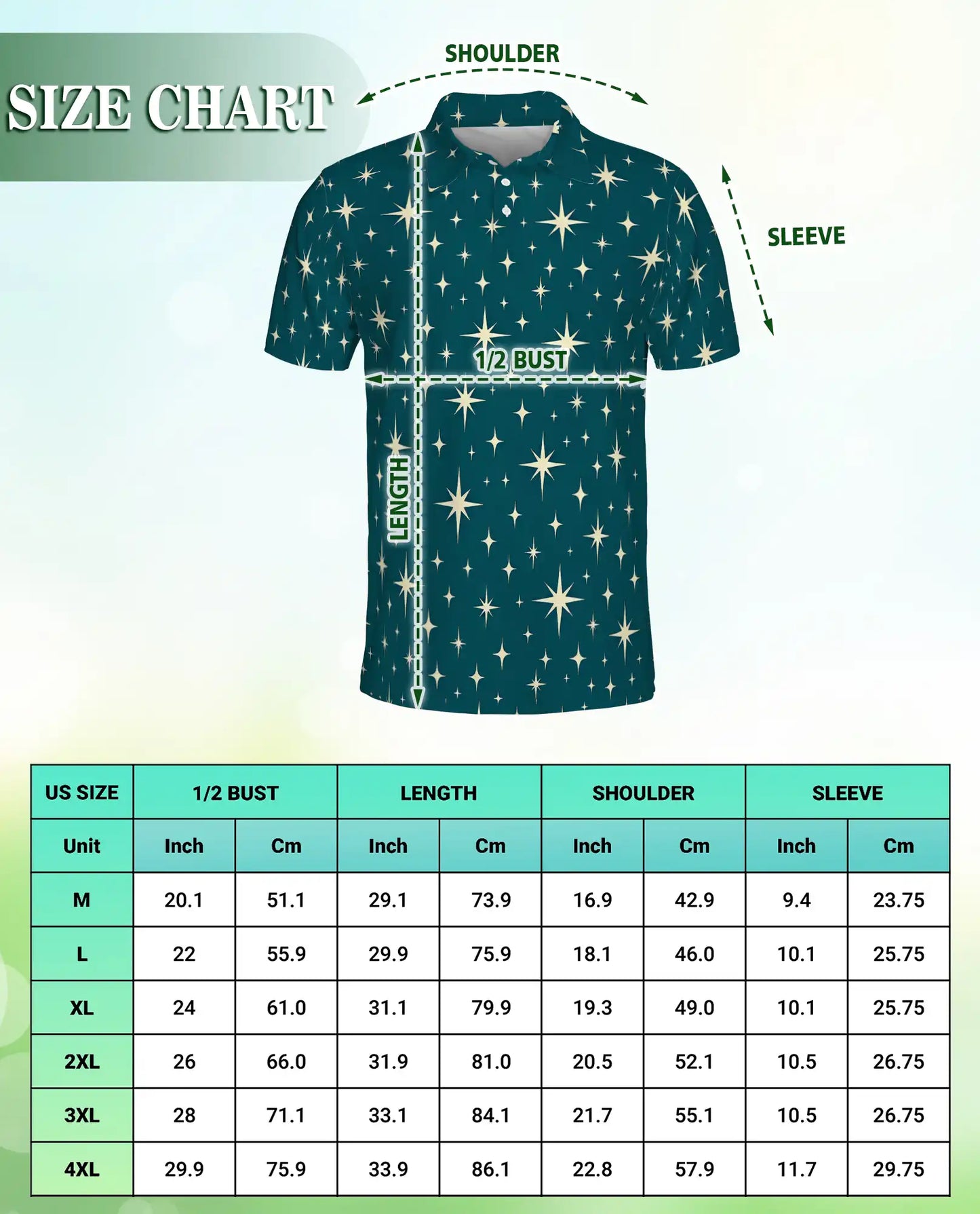 Retro Star Pattern Polo Shirt – Celestial Sky Print | Netecom