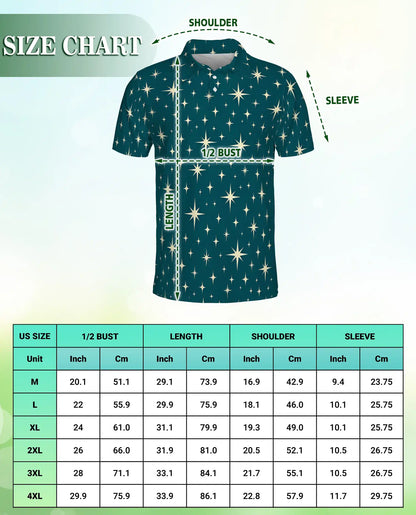Retro Star Pattern Polo Shirt – Celestial Sky Print | Netecom