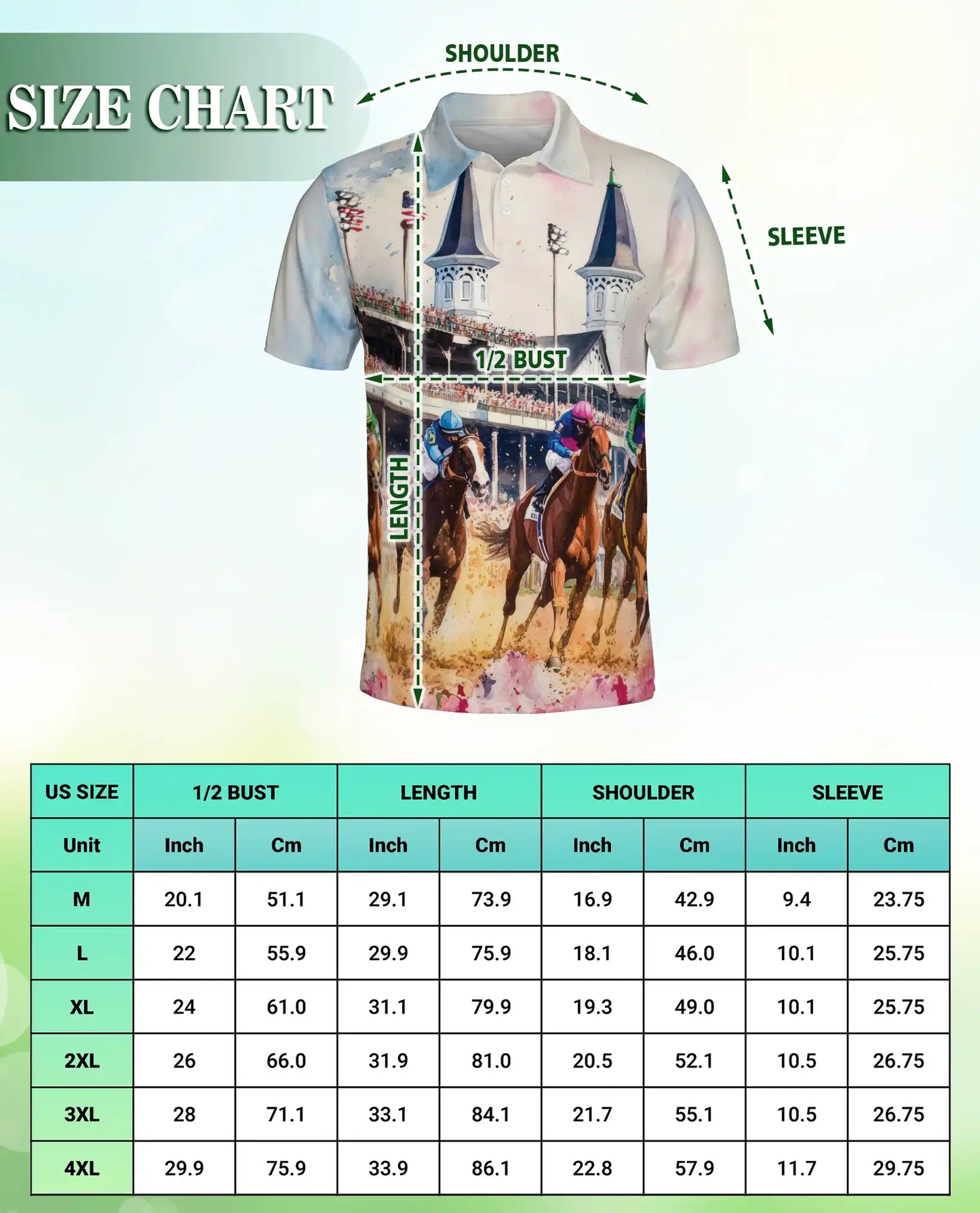 Horse Racing Polo Shirt-Equestrian Jockey Track Print | Netecom