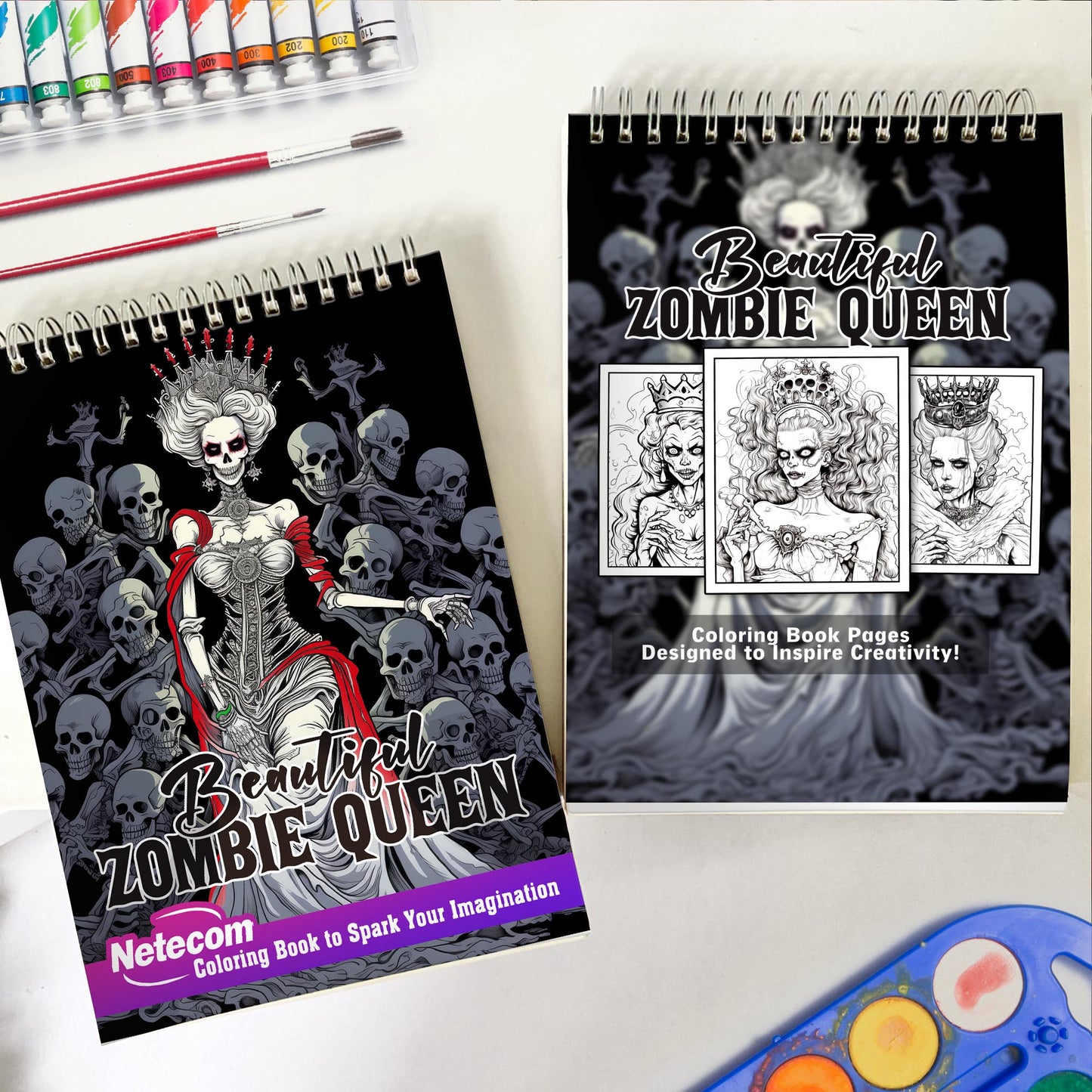 Beautiful Zombie Queen Spiral Bound Coloring Book, Discover the Haunting Beauty with 30 Exquisite Zombie Queen Coloring Pages for Fans of the Macabre to Bring Life to Undead Royalty