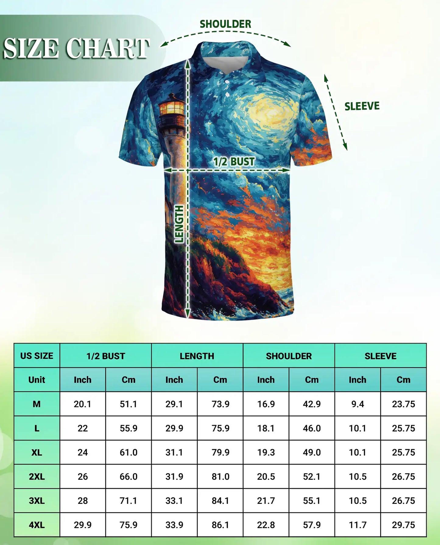 Lighthouse Polo Shirt – Coastal Seascape Art Print | Netecom