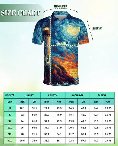 Lighthouse Polo Shirt – Coastal Seascape Art Print | Netecom