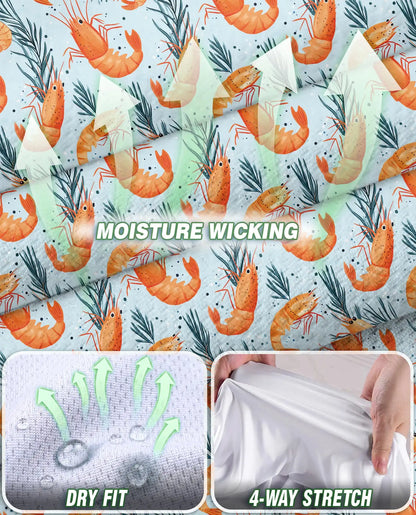 Prawn Pattern Sleeveless Polo Shirt for Women – Ocean Food Lover Style | Netecom