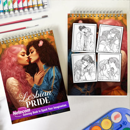 Lesbian Pride Spiral Bound Coloring Book, Experience 30 Heartwarming Coloring Pages, Celebrating Love and Connection within the Lesbian Community