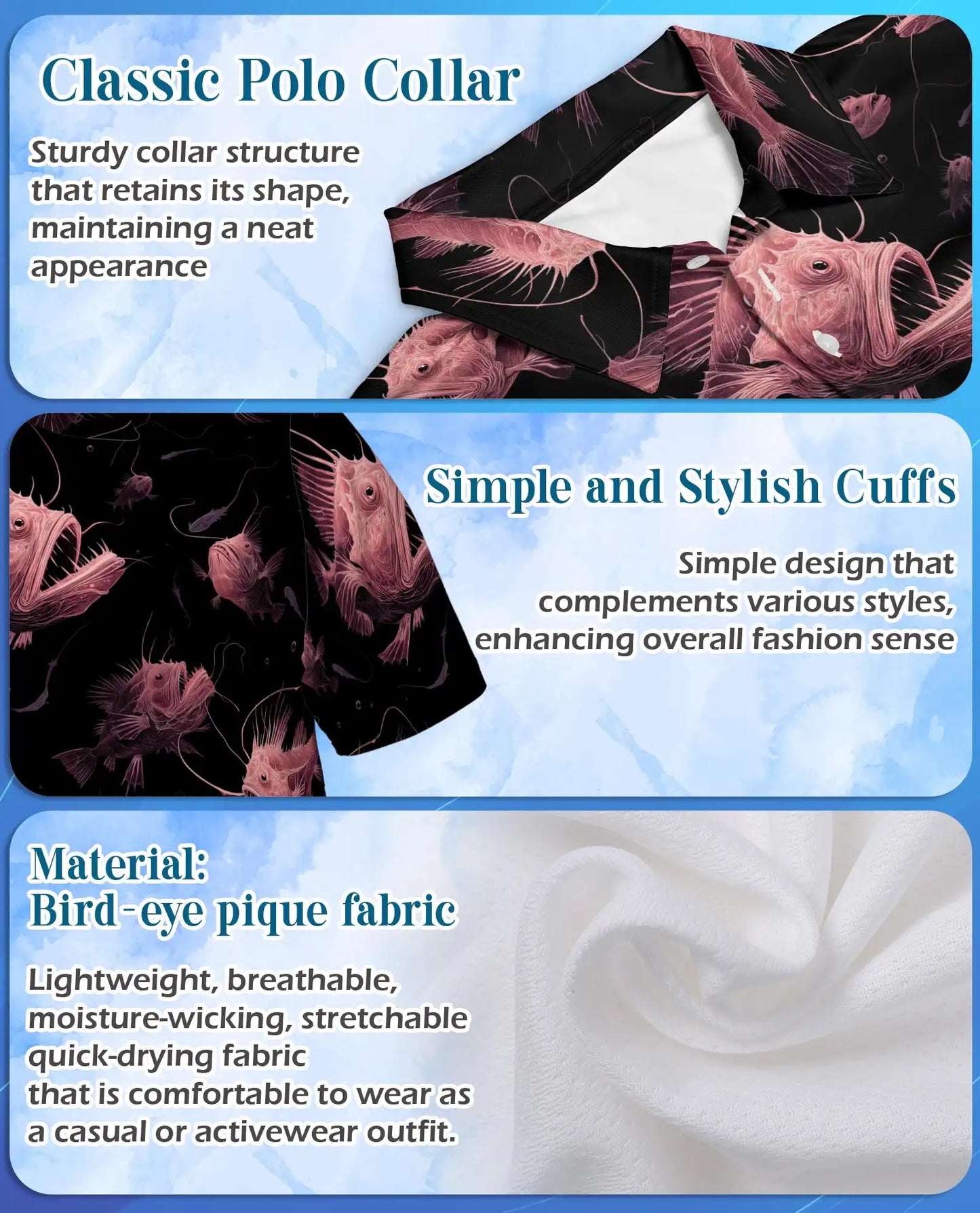 Anglerfish Polo Shirt for Men – Deep Sea Creature Style | Netecom