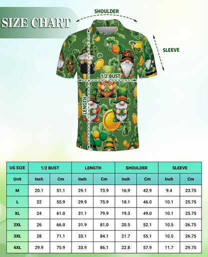 Lucky Leprechaun Gnome 3D Polo Shirt for Men – St Patrick’s Day Clover Style | Netecom
