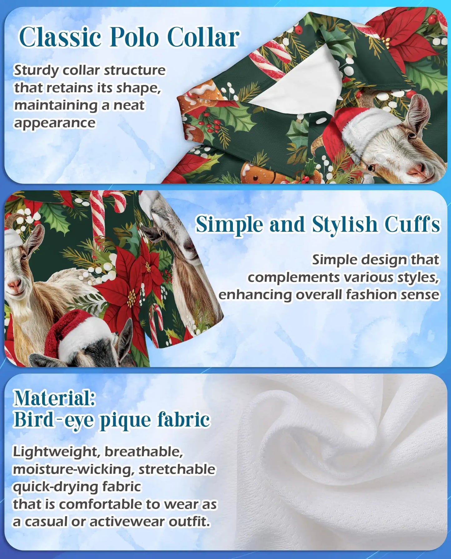 Christmas Goat Farm 3D Polo Shirt for Men – Funny Holiday Animal Style | Netecom