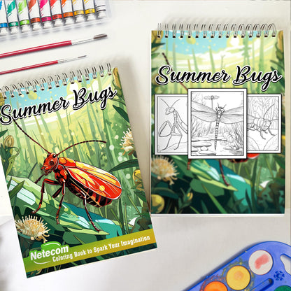 Summer Bugs Spiral Bound Coloring Book, Unleash Your Creativity with 30 Whimsical Coloring Pages of Summer Bugs