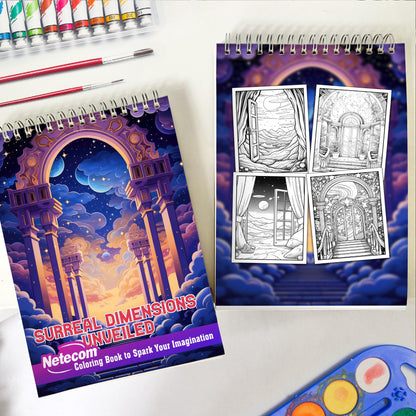 Surreal Dimensions Unveiled Spiral Bound Coloring Book, Explore 30 Coloring Pages of Surreal Dimensions Unveiled for Creative Souls to Ignite Imagination.