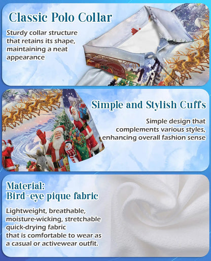 Santa Claus Christmas 3D Polo Shirt for Men – Festive Holiday Winter Style | Netecom